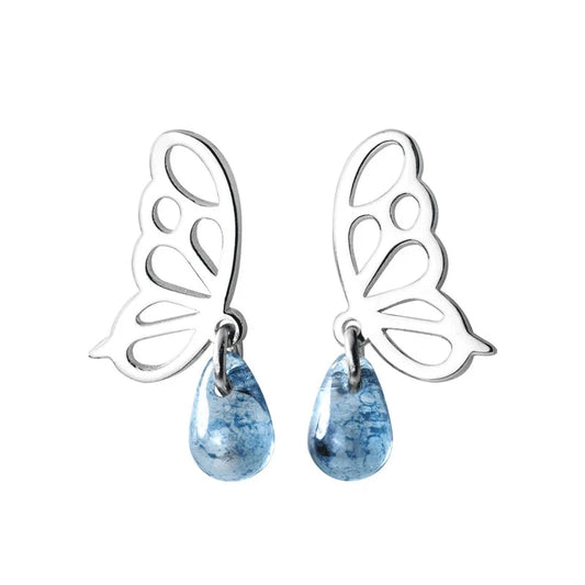 Luxury Butterfly Blue Crystal Drop Earrings