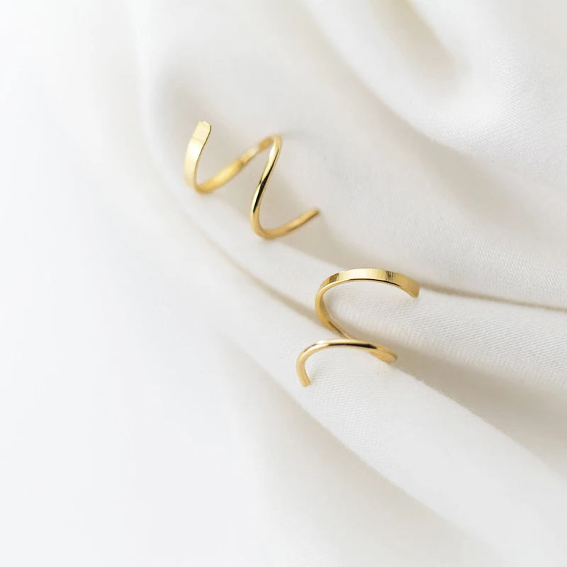 Gold-Toned Minimalist Spiral Hoop Earrings