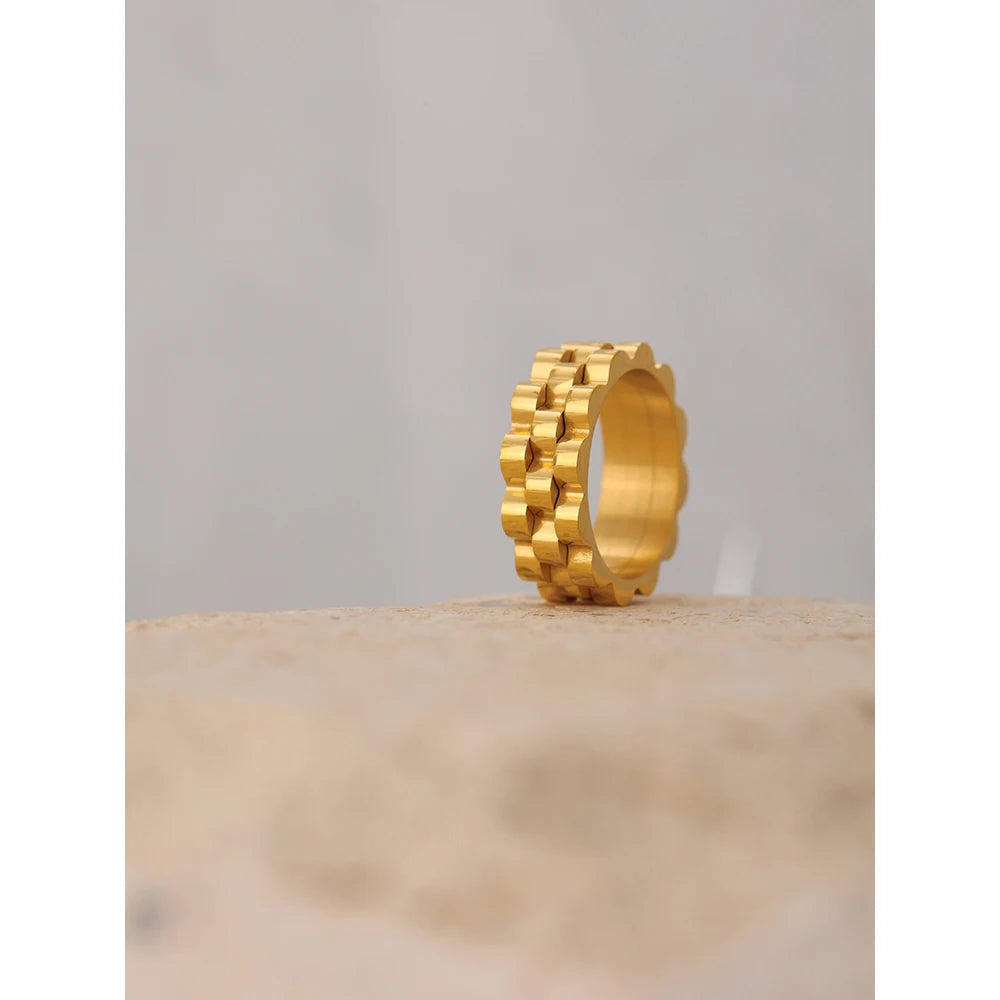 Simple Chic Golden Stainless Steel Ring