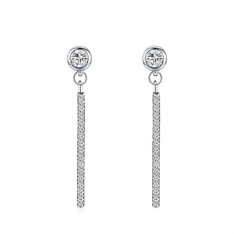 Sterling Silver Clear CZ Drop Earrings