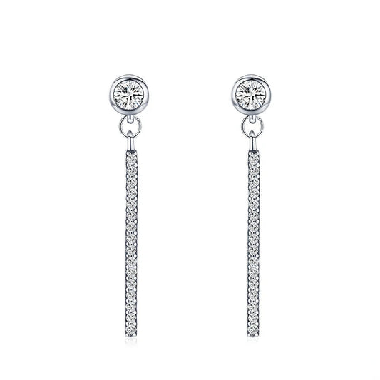 Sterling Silver Clear CZ Drop Earrings