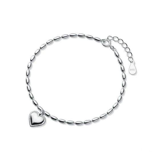 Sterling Silver Adjustable Heart Link Bracelet