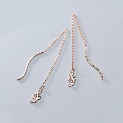 Musical Note Long Chain Dangle Earrings