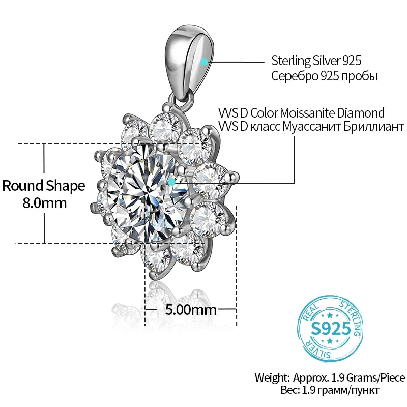 Soft light image of 925 sterling silver holding a moissanite pendant