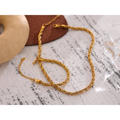 Stainless Steel Gold Chain Necklace and Bracelet Set