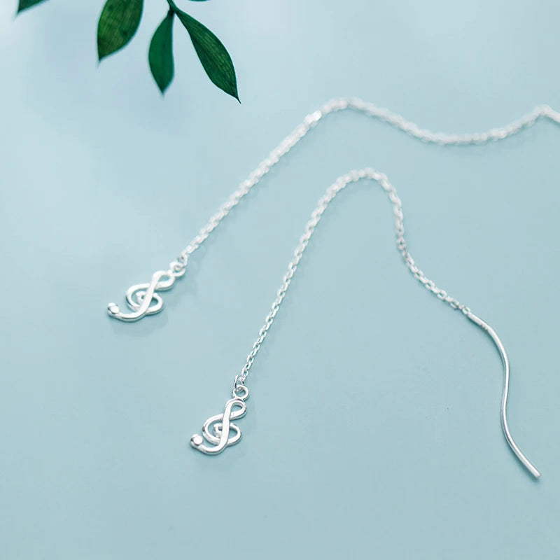 Musical Note Long Chain Dangle Earrings