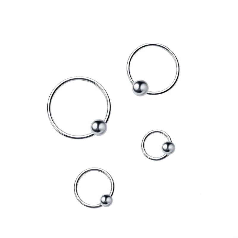 Classic Round Hoop Earrings with Bead Detail