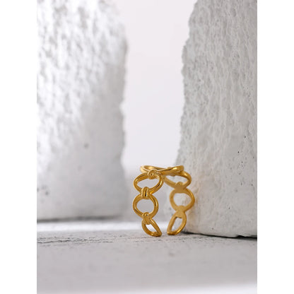 316L Stainless Steel Golden Chain Cocktail Ring