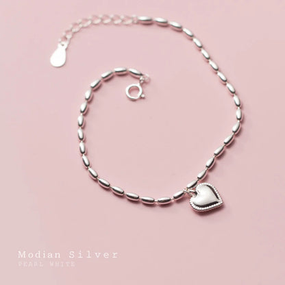 Sterling Silver Adjustable Heart Link Bracelet