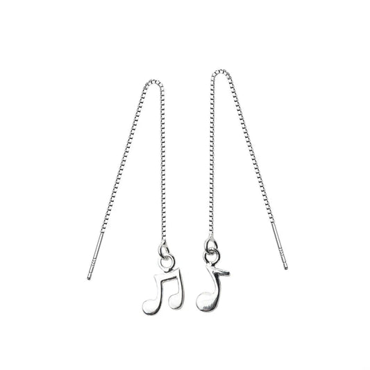 925 Sterling Silver Music Symbol Drop Earrings