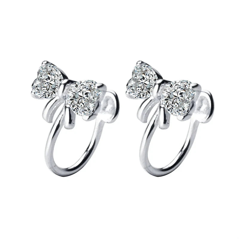 Clear CZ Bowknot Clip Earrings