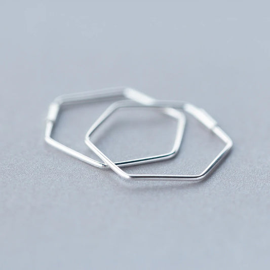 Tiny Geometric Silver Hoop Earrings