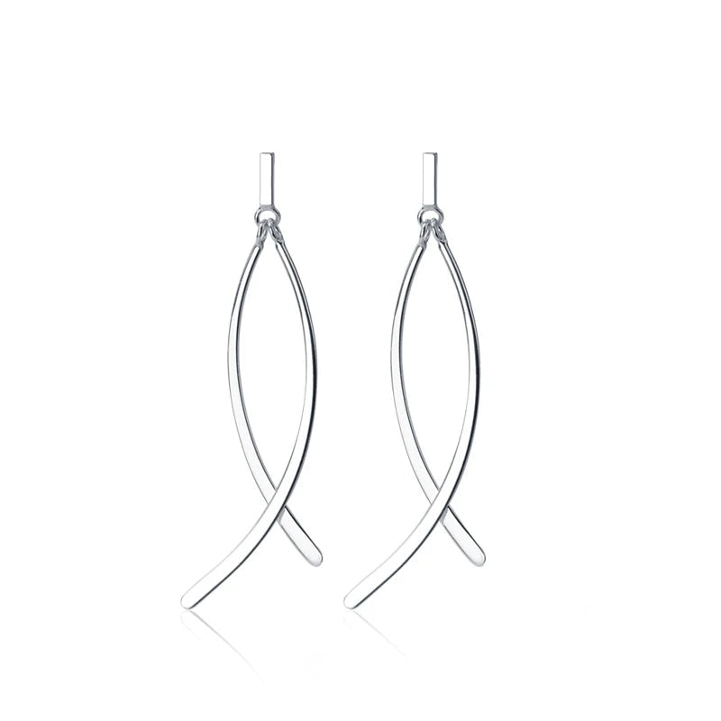 Geometric Cross Line Dangle Earrings