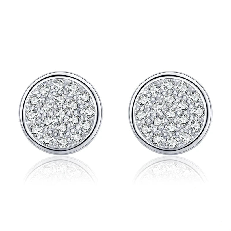 Sterling Silver Round CZ Stud Earrings