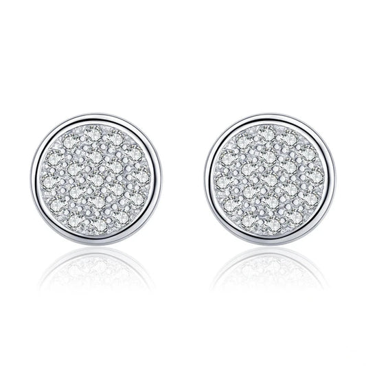 Sterling Silver Round CZ Stud Earrings