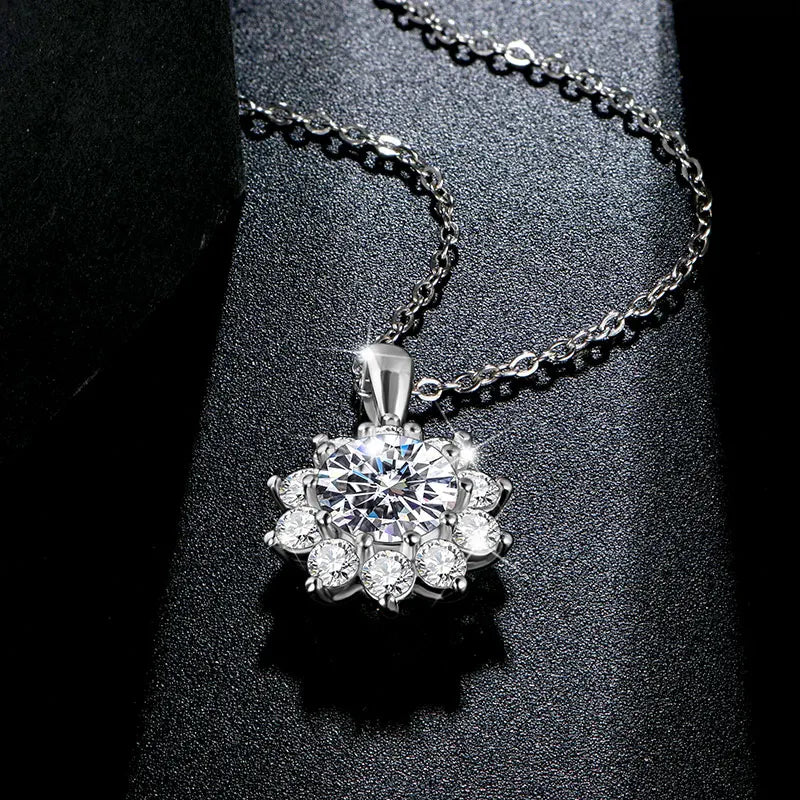 Charm necklace look featuring a 2CT center on womens necklace silver