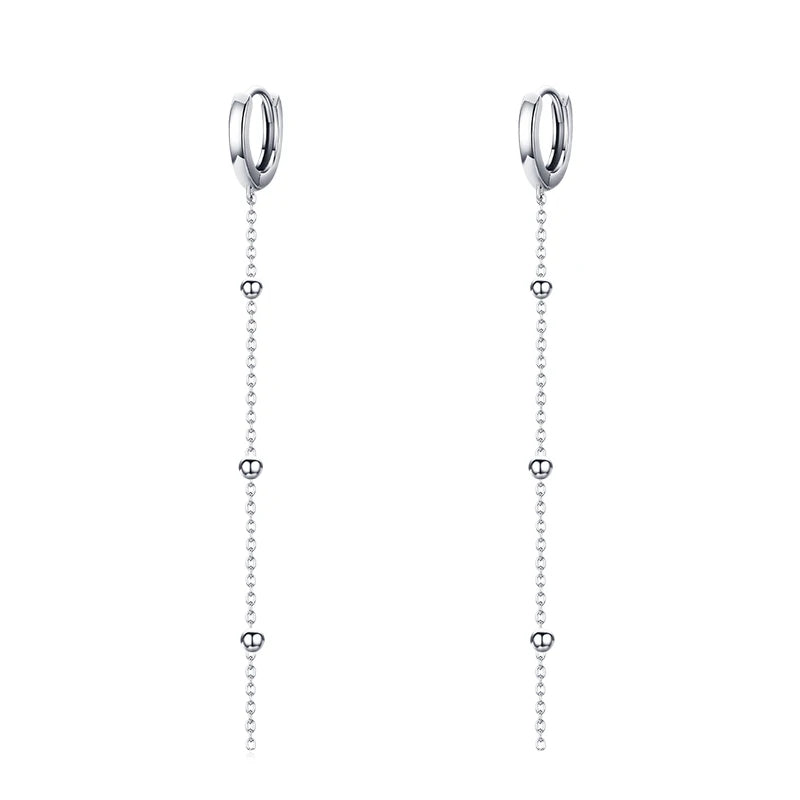 Silver color tassel drop earrings in sterling silver craftsmanship