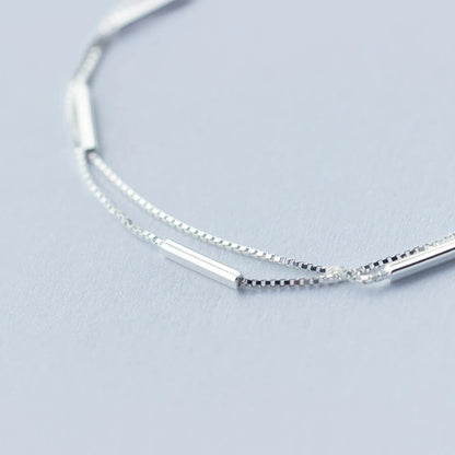 Sterling Silver Geometric Stick Snake Chain Bracelet