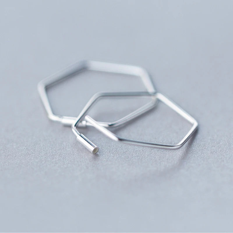 Tiny Geometric Silver Hoop Earrings