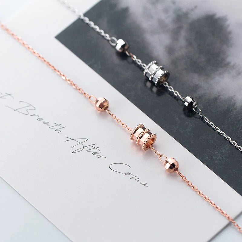 Sterling Silver and Rose Gold Bead Bracelet