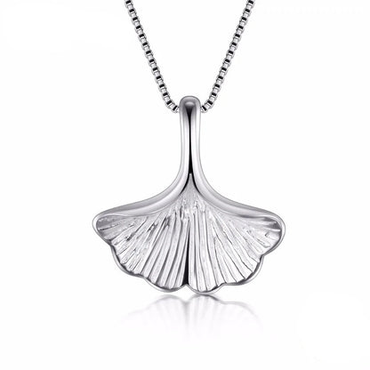 Sterling Silver Ginkgo Leaf Pendant Necklace