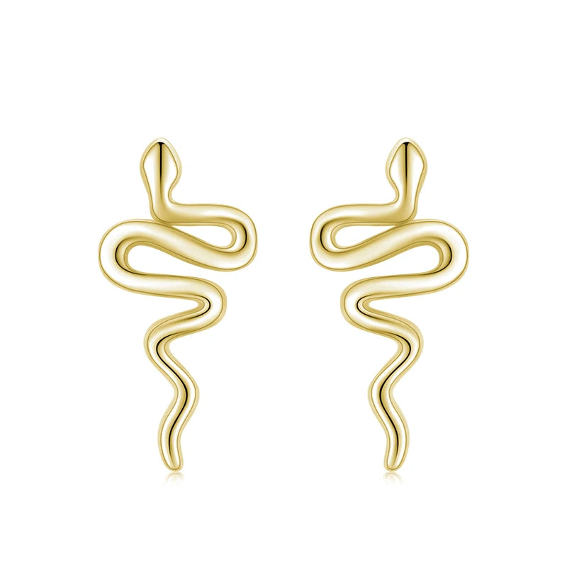 Gold Snake Line Stud Earrings