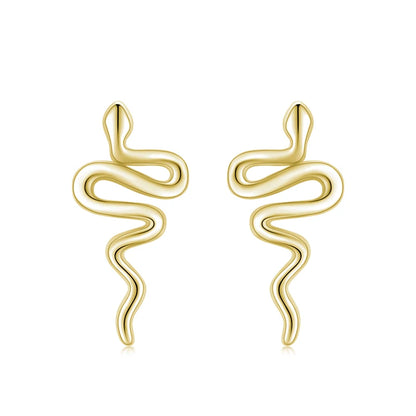 Gold Snake Line Stud Earrings