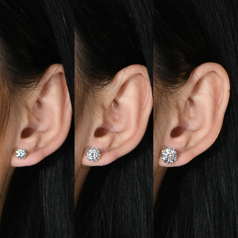Stud earrings in silver featuring moissanite earrings sparkle