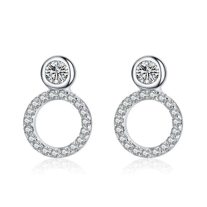 Luxury CZ Round Geometric Stud Earrings