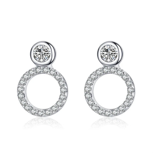 Luxury CZ Round Geometric Stud Earrings