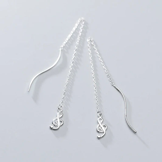 Musical Note Long Chain Dangle Earrings