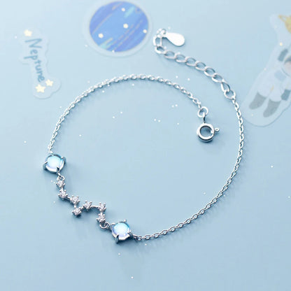 Sterling Silver Colorful Crystal Planet Bracelet