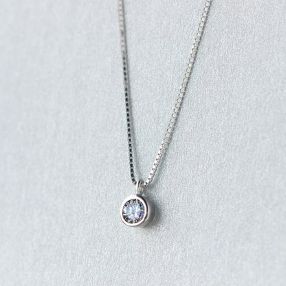 925 Sterling Silver Round CZ Pendant Necklace