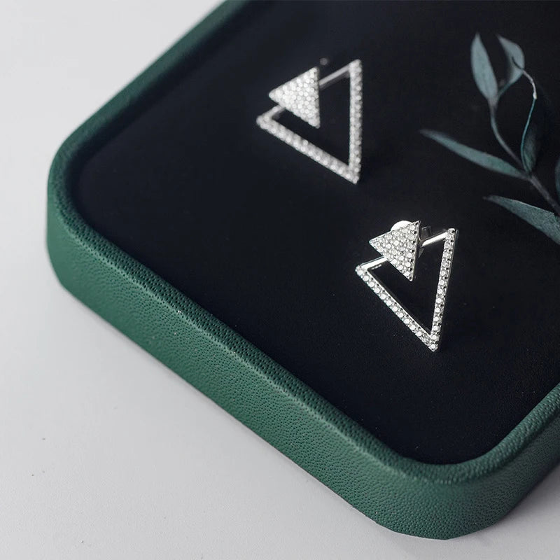 Drop earrings with triangle detail crafted as sterling silver ear rings