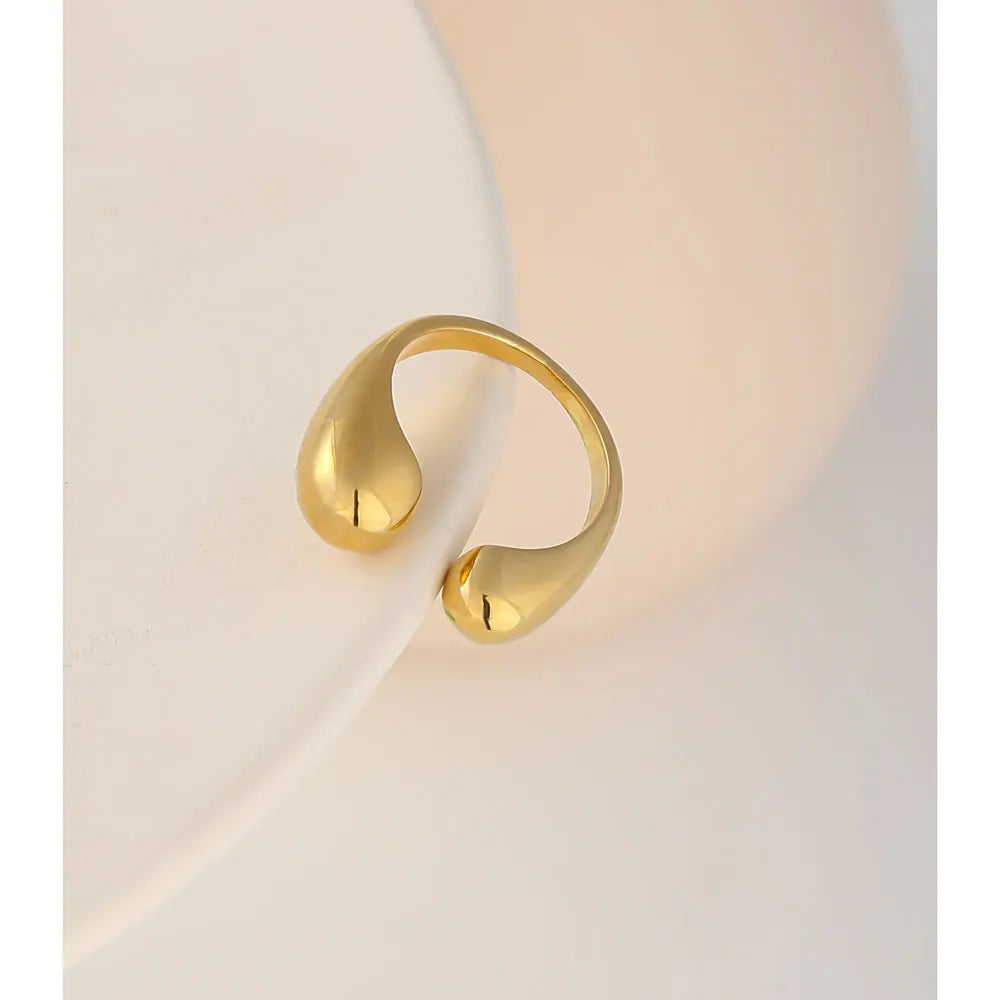 Geometric Open Gold Stainless Steel Ring