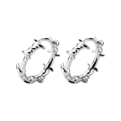 925 Sterling Silver Tree Leaf Hoop Earrings