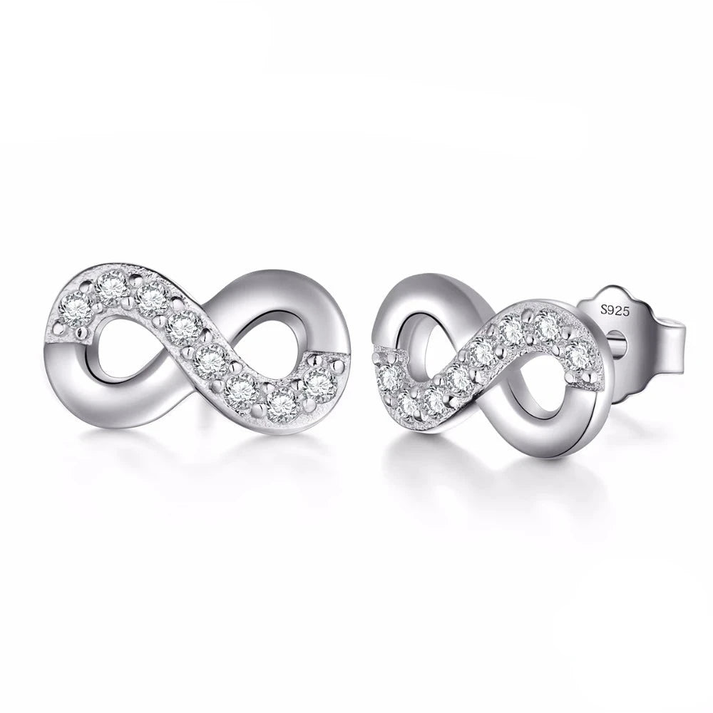 Sterling Silver Mobius Zircon Stud Earrings