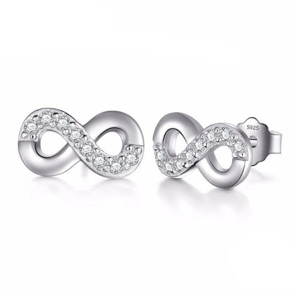 Sterling Silver Mobius Zircon Stud Earrings