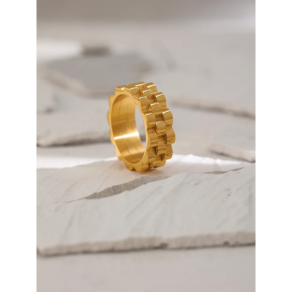 Simple Chic Golden Stainless Steel Ring