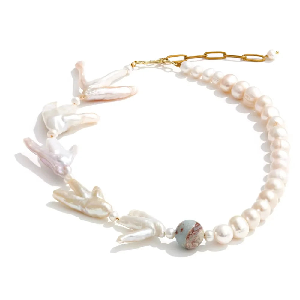 Necklaces for pearls crafted with gold plated stainless steel finish