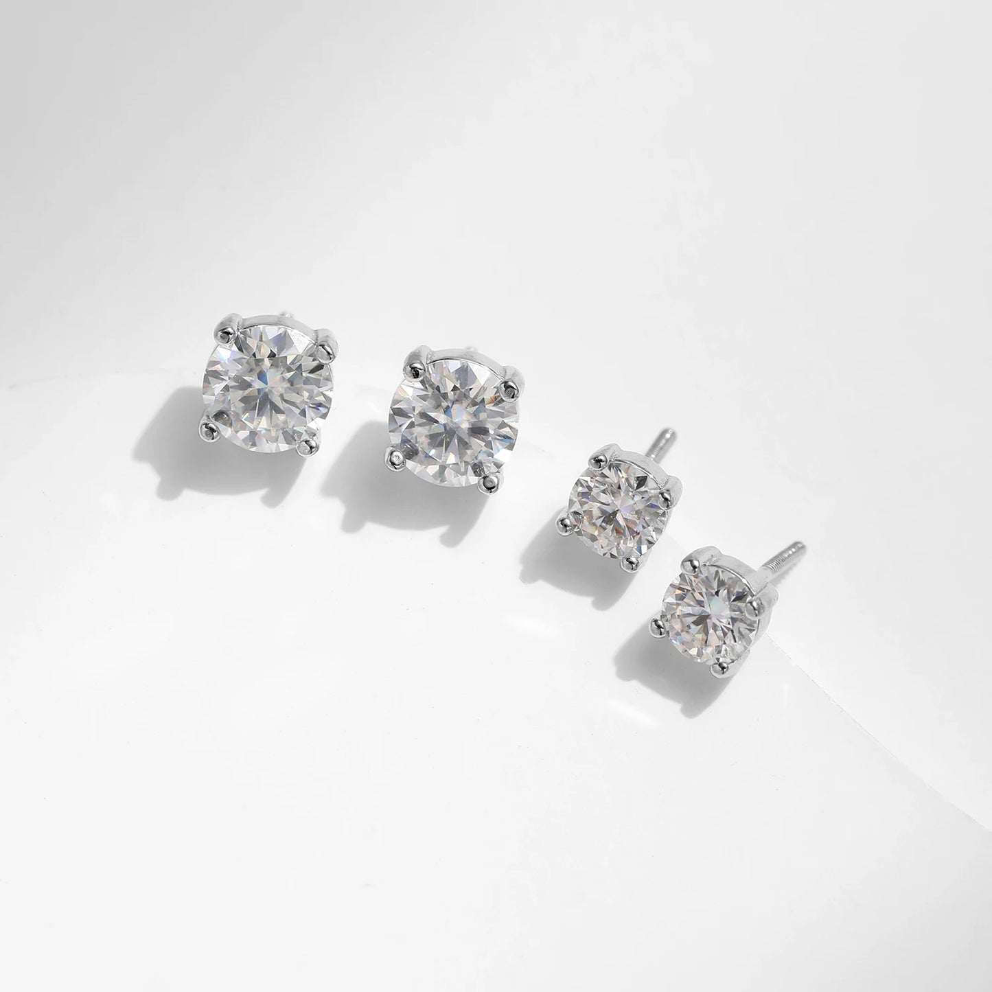 Sterling Silver Moissanite Diamond Stud Earrings