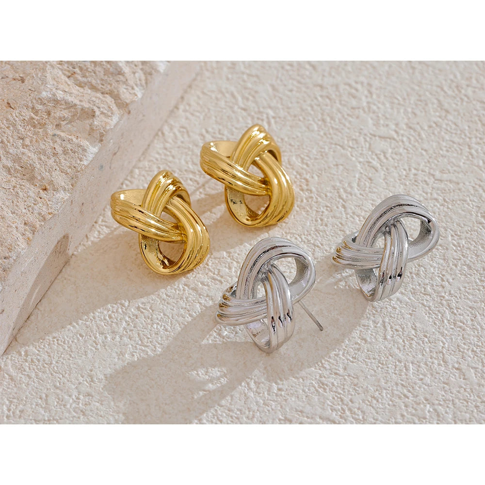 Twisted Knot Stripe Stud Earrings