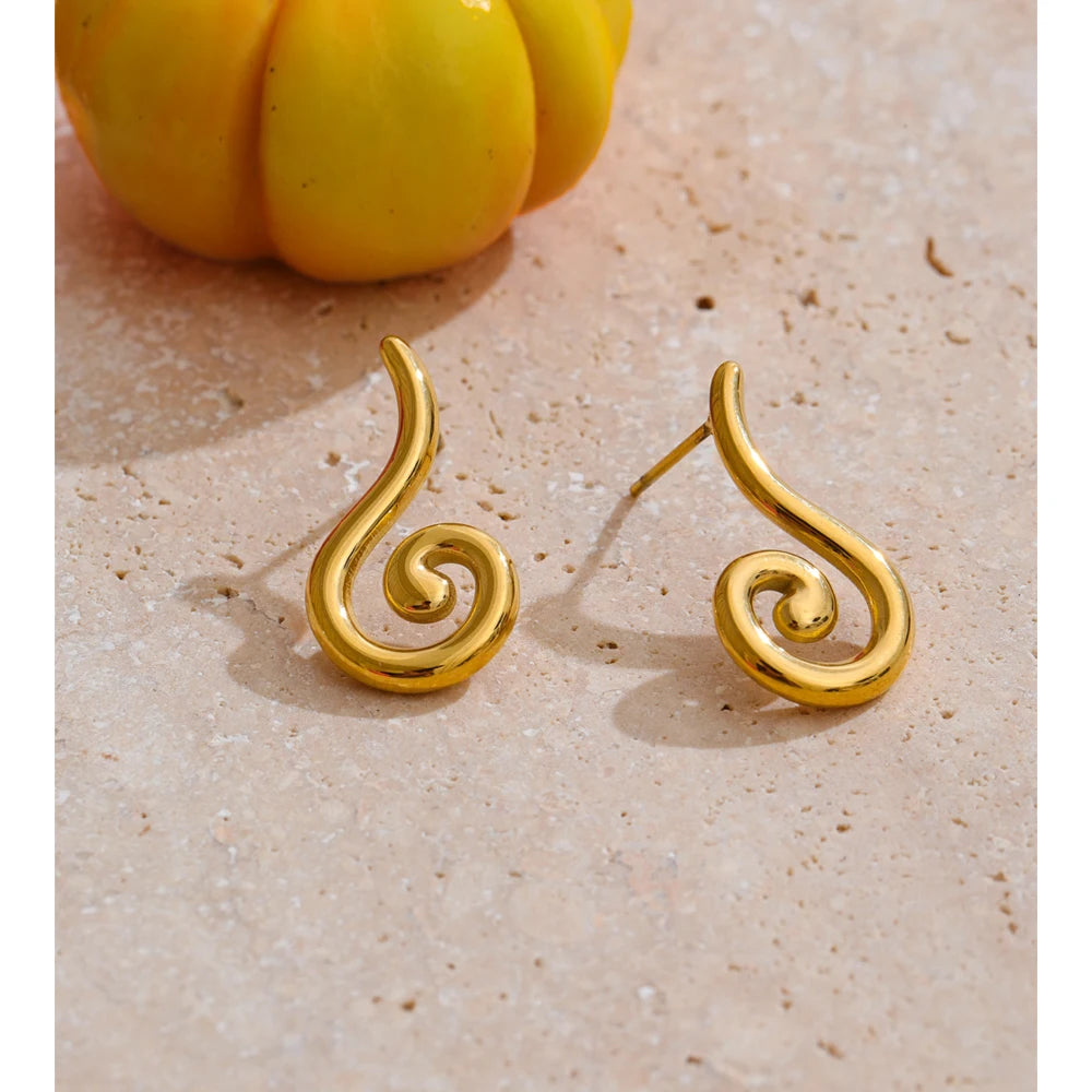 Stylish geometric gold a earrings with clean lines