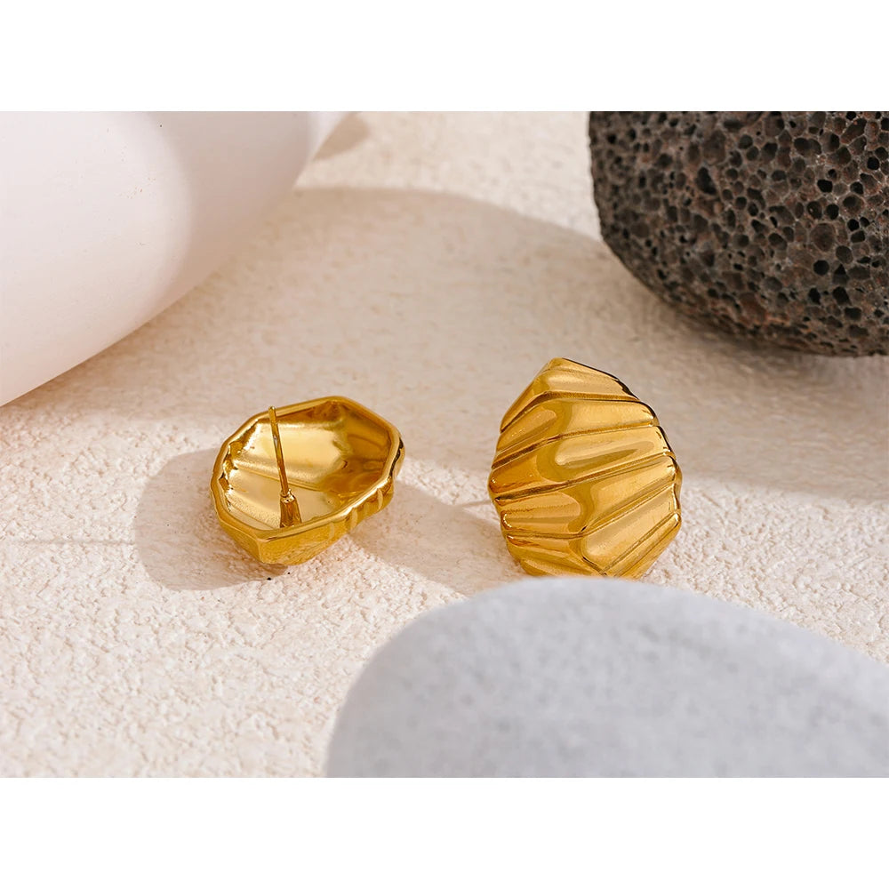 Creative Geometric Gold Stainless Steel Earrings