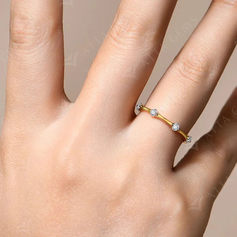 Ring and wedding band style with moissanite center stone