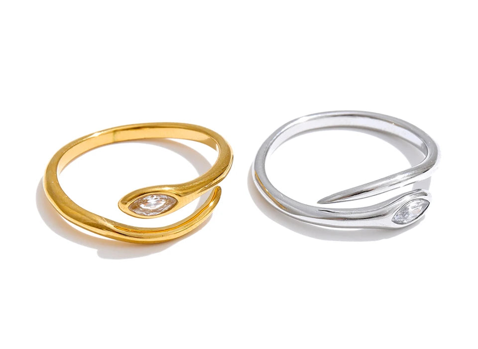 Chic snake ring with gold plated stainless steel base