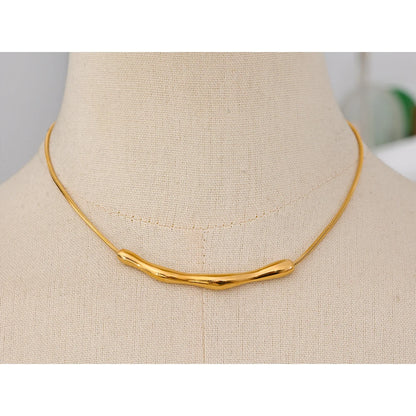 Waterproof 18K Gold Cast Chain Clavicle Necklace