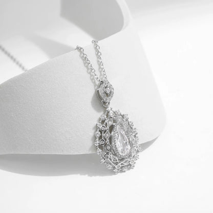 Sterling Silver Water Drop CZ Pendant Necklace