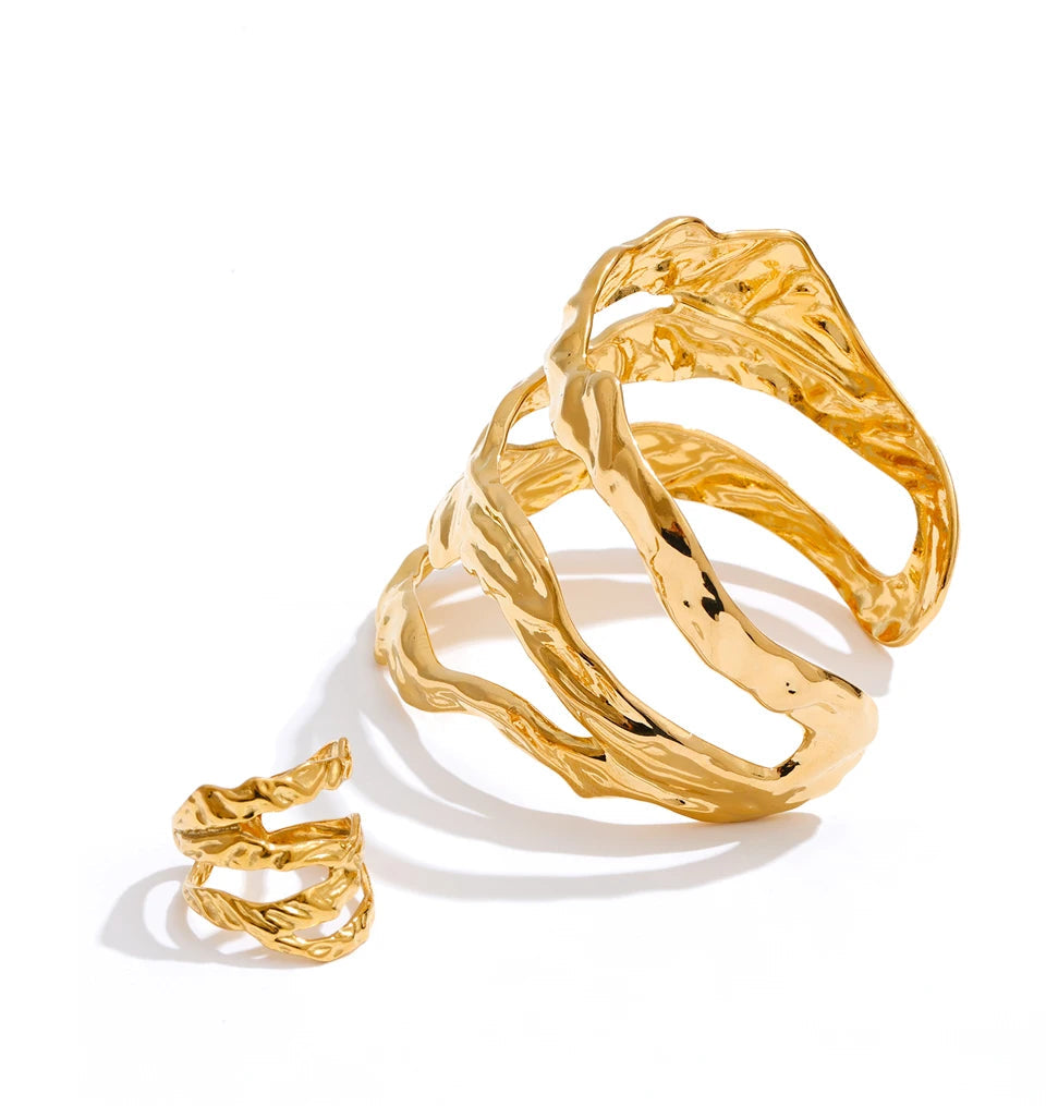 Bold gold bracelet bracelet for modern fashion statement look