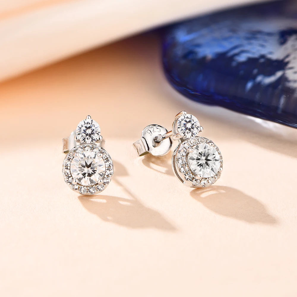 Sterling silver finish earrings with D-Color moissanite stone